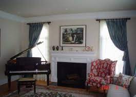 Trendy Living Room Arrangement With Fire Place Grand Pianos 58 Ideas Window Treatments Living Room Piano Room Design Living Room Windows