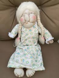 Vintage 1977-soft Stocking Doll-old Woman by Kathy Learned-hand Made