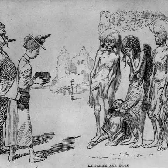 A French caricature mocking western famine tourists in India during the period of the British Raj, 1899 : r/IndiaSpeaks