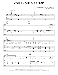 Halsey wrote the song with their producer greg kurstin. Halsey You Should Be Sad Sheet Music Pdf Notes Chords Alternative Score Piano Vocal Guitar Right Hand Melody Download Printable Sku 440931