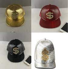 Fashion Leather Baseball Cap Gold Logo Hiphop Snapback Hat Adjustable Unisex Leather Baseball Cap Snapback Hats Gold Logo