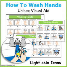 hand washing visual chart light skin icons