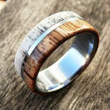 Mens Wood Deer Antler Wedding Ring Deer Antler Wedding Rings Antler Wedding Rings Deer Antler Wedding
