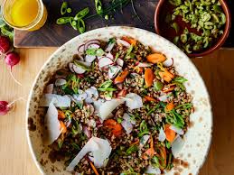 Farro Salad With Radishes Snap Peas Olives And Pecorino Farro Salad Wine Recipes Farro