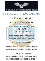 Prediksi Sgp45 27 Agustus Kamis