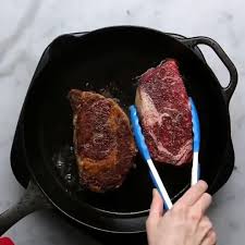 Ny Strip Steak With Blue Cheese Butter Victoria Cookware Video Cast Iron Skillet Recipes Cast Iron Skillet Cooking Ny Strip Steak