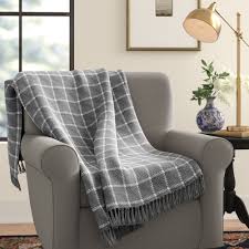 Throw meaning, definition, what is throw: Home Decor Home Garden Contemporary Black Grey Plaid Checked Cotton Sofa Chair Bed Blanket Throw Over