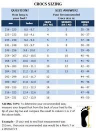 Crocs Size Chart Canada