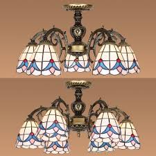 Amora lighting tiffany style hanging lamp jeweled chandelier 18 wide stained glass white antique vintage light decor restaurant game living dining room kitchen gift am263hl18b. Stained Glass Dome Pendant Light 5 6 Lights Tiffany Style Antique Chandelier For Dining Room Takeluckhome Com