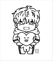 Download and print these bts coloring pages for free. Bts Fanart Bt21 Tata And Taehyung Chibi Coloring Page Coloringbay