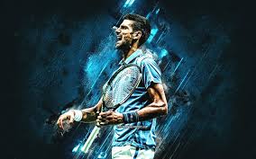 Looking for the best wallpapers? Download Wallpapers Novak Djokovic Serbian Tennis Player Atp Tennis Portrait Blue Stone Background Creative Art For Desktop Free Pictures For Desktop Free