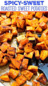 Spicy Sweet Roasted Sweet Potatoes Spicy Southern Kitchen Recipe Sweet Potato Recipes Roasted Roasted Sweet Potatoes Sweet Potato Recipes