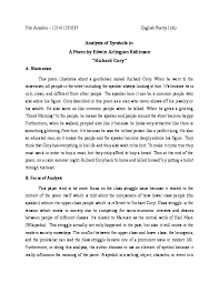 Doc Analysis Of Symbols In A Poem By Edwin Arlington Robinson Richard Cory Docx Fitri Ariadini Academia Edu