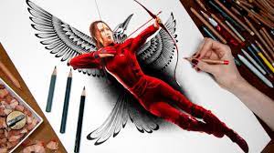 How to draw realistic lion anatomy. Drawing Katniss The Hunger Games Mockingjay Part 2 Youtube