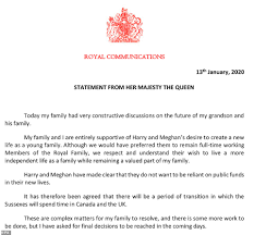 Family saddened about how challenging last few years been for buckingham palace has issued a statement on behalf of the queen commenting on prince harry and. The Queen S Statement On The Sussexes Future