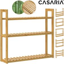 Casaria Wandregal Standregal Badregal Bambus 3 Ablagen Hohenverstellbar 54x60x15cm Schweberegal Hangeregal Bad Kuche Regal Holz 107932