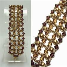 Around The Beading Table Free Crystal Bracelet Pattern The Guinevere Brace Bracelet Patterns Beaded Jewelry Jewelry Patterns