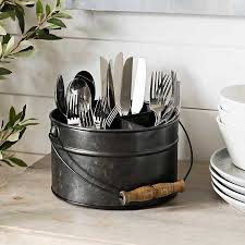 We've got a variety of black kitchen accessories and appliances to revamp your kitchen, from toasters and kettles, to bread bins and knife blocks. Kitchen Accessories Black Galvanized Caddy With Wood Handle Mocome Decor