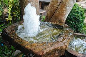 stone sink, the cool fresh. stock photo