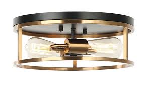 Clarke Round Flush Ceiling Light By Matteo Lighting M15502bkag Brass Ceiling Light Flush Ceiling Lights Light Fixtures Flush Mount