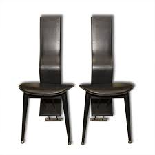 Loto italian white leather dining chair. Pair Of Italian Mid Century High Back Leather Dining Chairs 1980s Design Market