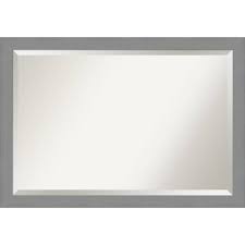 Framed bath mirrors come in an array of designs and materials. 40 X 28 Brushed Nickel Framed Bathroom Vanity Wall Mirror Amanti Art Target