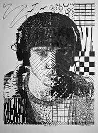 Black And White Self Portrait Art Grid Self Portrait Portrait Drawing Portrait Art Art Projects