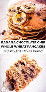 Chocolate Chip Banana Whole Wheat Pancakes Are A Delicious Healthy Breakfast Option T Yummy Healthy Breakfast Healthy Chocolate Recipes Healthy Chocolate Chip