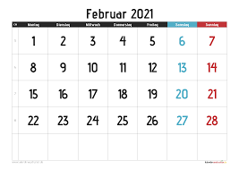 Ein wochenkalender wird für die planung einer einzelnen kalenderwoche verwendet. Kalender Februar 2021 Zum Ausdrucken Mit Feiertagen Kalender 2021 Zum Ausdrucken
