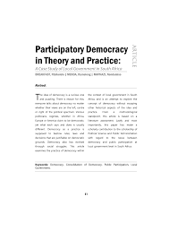 Pdf Participatory Democracy In Theory And Practice A Case Study Of Local Government In South Africa
