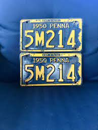 1950 Matched Pair Of Pennsylvania License Plates Vintage Etsy License Plate Vintage Truck Antique Cars
