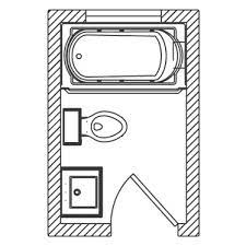 This small bathroom floorplan features the sink, toilet and bath tub installed against a single wall. 21 Bathroom Floor Plans For Better Layout