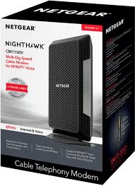 A gigabit ethernet port provides faster access and downloads. Black Netgear Nighthawk 32 X 8 Docsis 3 1 Voice Cable Modem Computers Tablets Networking Patterer Home Networking Connectivity