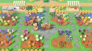 Acnh Garden Display In 2020 Animal Crossing Game Animal Crossing Flower Garden Design