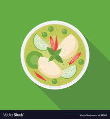 Thai Food Chicken With Green Curry Flat Design Download A Free Preview Or High Quality Adobe Illustrator Ai Green Curry Thai Recipes Thai Food Photography