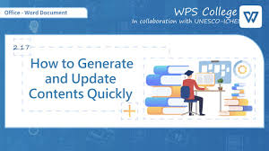 Wps Office Word 2 17 How To Generate And Update Contents Quickly Tutorial Youtube