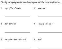 classifying polynomials worksheets identify the types of