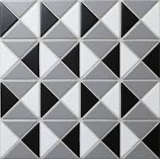 Black And White Geometric Tile Classic Kaleidoscope Pattern Geometric Porcelain Mosaic Tiles Black Grey White Color Stylish To Be Used I Geometric Tile Design Geometric Tiles Triangle Tiles