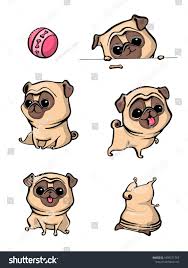 Cartoon Character Pug Dog Poses Cute Pet Dog In The Flat Style Set Dogs Cute Dog Of Pug Breed Vector Collection Of Cute Car Pug Cartoon Dog Poses Dog Emoji