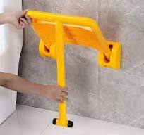 China Manufacturer Nursing Home Nylon Folding Safety Seat Flip up Bathroom  Shower Grab Bars Elderly Care Wall Mounted Chair