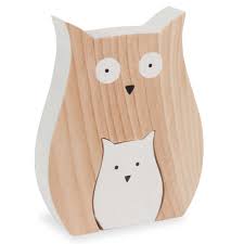 Statuette Chouettes H 15 Cm Flat Owl Owl Kids Room Wood Crafts