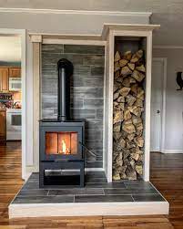 The general rule of thumb, however, is to install your wood stove a minimum of 36 inches away from a combustible surface in all directions, including above, below. Katie Boyette Designs Wood Stove Project