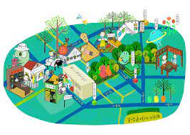 草悟道散步地圖 walking map of a district in taichung go fly a kite map kids rugs
