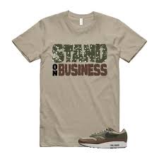 Air Max 1 Essential Premium Cargo Khaki Neutral Olive Cacao Wow T Shirt  Match SOB