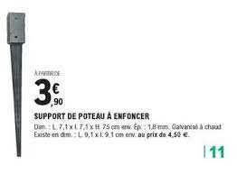 Poteau en h section 7 x 7 cm longueur 220 cm. Offre Support De Poteau A Enfoncer Chez Eleclerc Brico