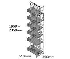 Hafele 450mm silver powdercoat l/h lemans ii. 450mm Door Pullout Pantry Baskets 6 Tier Kaboodle Kitchen