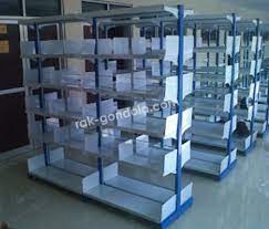 Rak besi siku lubang 4 susun: Rak Buku Perpustakaan Jambi Padang Palembang Toko Rak Minimarket Sumatera