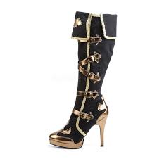Black And Gold Boots Arena Black And Gold Carnival Platform Knee Boots Size 7 Heels Pirate Boots Boots