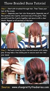 How to hide greasy hair without dry shampoo? The Three Braided Buns Diy Beauty Tutorials Hair Hair Styles Hair Y Long Hair Styles