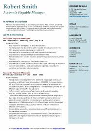 Typical duties seen on an assistant finance manager resume example are billing invoices, preparing budgets, managing cash flow and financial transactions. Accounts Payable Manager Resume Samples Qwikresume